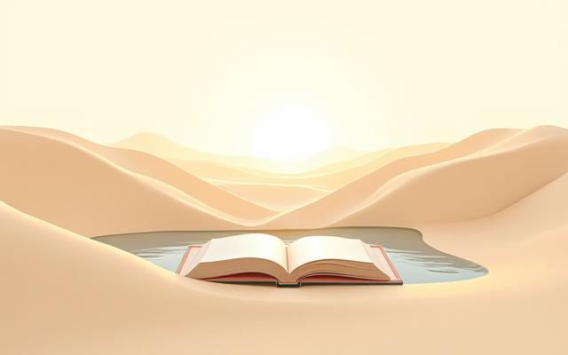 Abstraktes Buch mit Oasen-Symbolik, das Gesetze und Ordnung darstellt